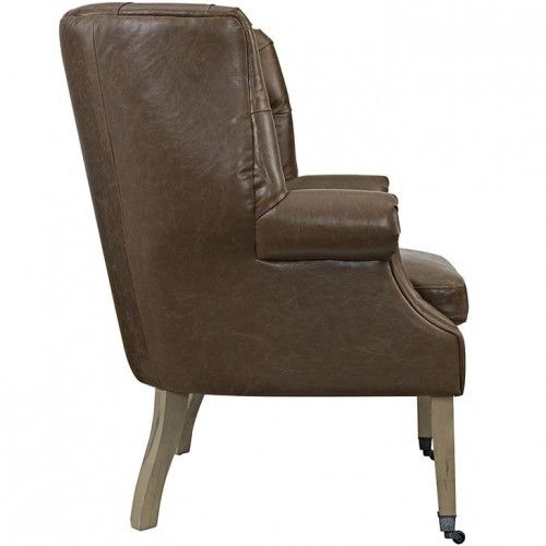 Brown Leatherette Lounge Armchair Buxton