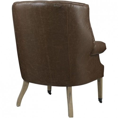 Brown Leatherette Lounge Armchair Buxton