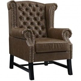 Brown Leather Club Chair Throne