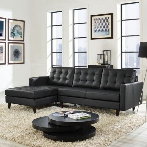 Mid-century Modern Leather Left-Facing Sectional Sofa Imperial