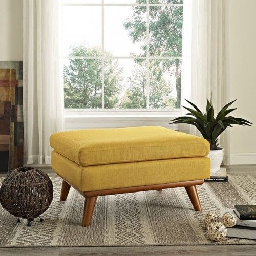 Mid-century Modern Fabric Ottoman Calvin