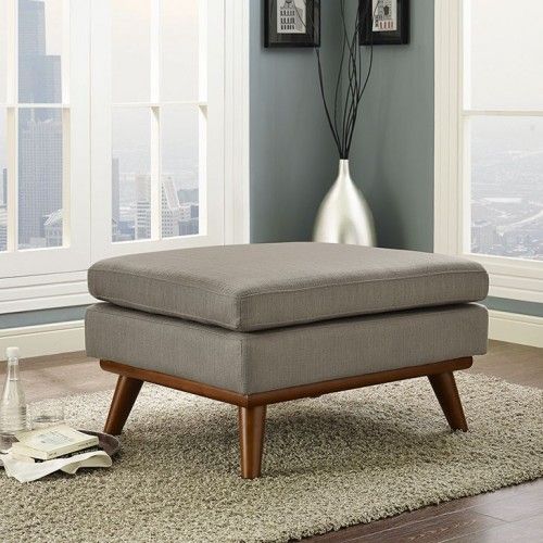 Mid-century Modern Fabric Ottoman Calvin