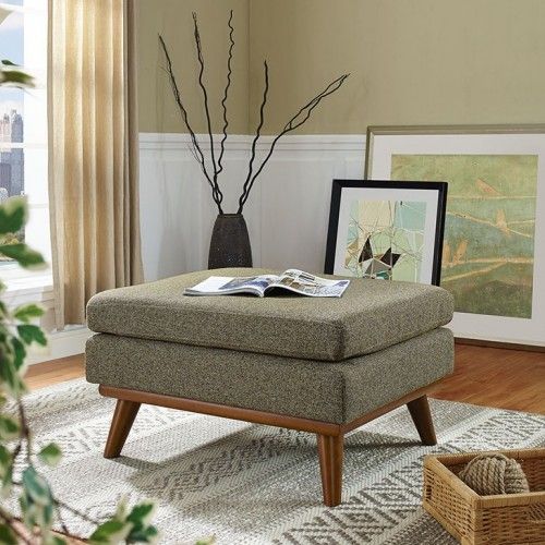 Mid-century Modern Fabric Ottoman Calvin