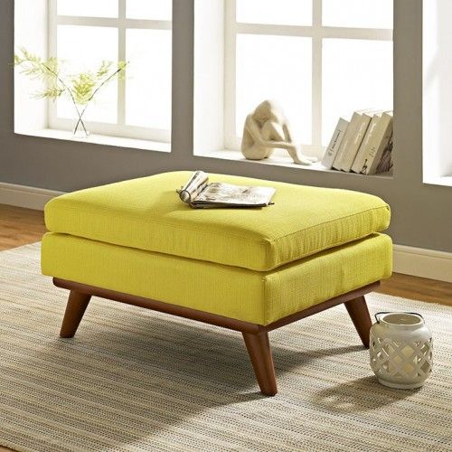 Mid-century Modern Fabric Ottoman Calvin