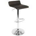 Set of 2 Contemporary Adjustable Bar Stools in Brown with Chrome Footrest Ale