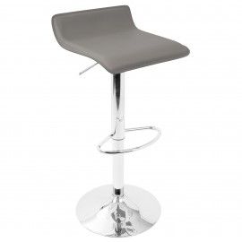 Set of 2 Contemporary Adjustable Bar Stool in Grey with Chromed footrest Ale
