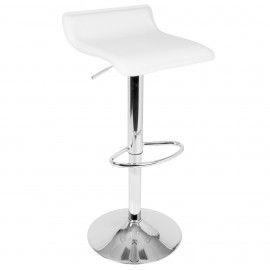 Contemporary Adjustable Barstool in White with Chrome footrest Ale