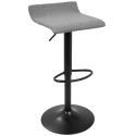 Set of 2 Contemporary Adjustable Barstool in Black and Grey Ale XL