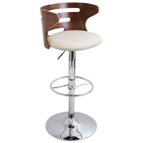 Mid-century Modern Bar Stool in Walnut and Cream Cosi