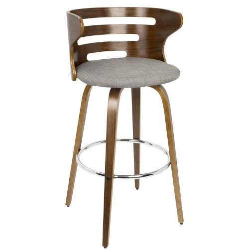 Mid-century Modern Bar Stool in Walnut and Grey Cosini