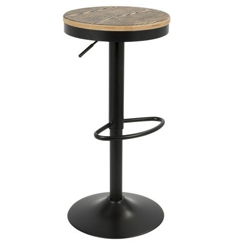 Set of 2 Industrial Adjustable Black Bar Stool Dakota LumiSource - 1