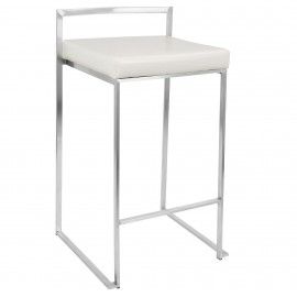 Set of 2 Contemporary Stackable Counter Stools in White Fuji LumiSource - 1