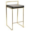 Set of 2 Contemporary Counter Stools in Gold and Black Fuji