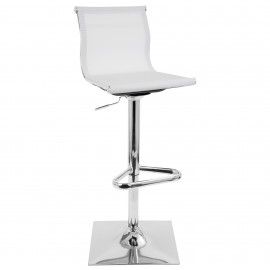 Height Adjustable Contemporary Bar stool in White Mirage LumiSource - 1