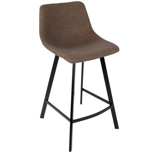 Set of 2 Industrial Counter Stools in Brown PU Outlaw LumiSource - 1