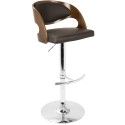 Mid-Century Modern Adjustable Bar stool in Walnut and Brown Pino