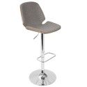 Mid-Century Modern Barstool in Grey Fabric and Walnut Wood Serena