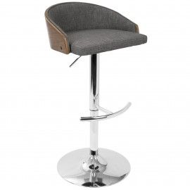 Mid-Century Modern Adjustable bar stool in Walnut and Grey Shiraz LumiSource - 1