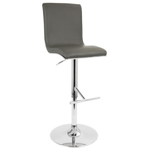 Height Adjustable Contemporary Bar stool in Grey Spago LumiSource - 1