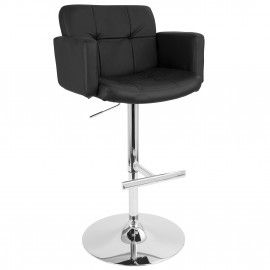 Height Adjustable Contemporary Barstool in Black Stout