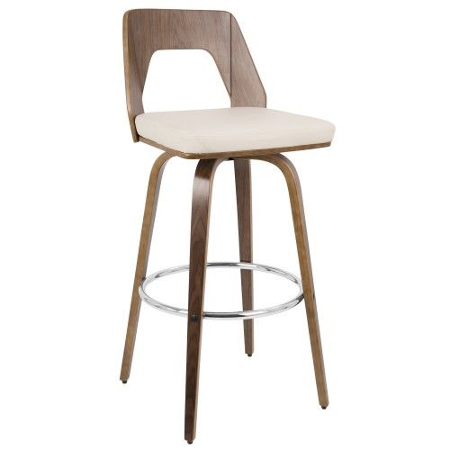 Mid-century Modern Bar stools in Walnut and Cream Trilogy LumiSource - 2