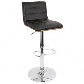 Height Modern Adjustable Bar stool in Walnut and Black Vasari LumiSource - 1