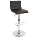 Height Modern Adjustable Bar stool in Walnut and Black Vasari