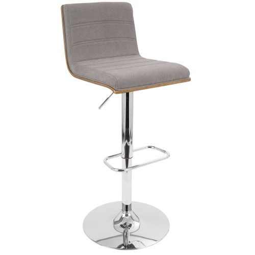 Adjustable Modern Bar stool in Walnut and Grey Vasari LumiSource - 1