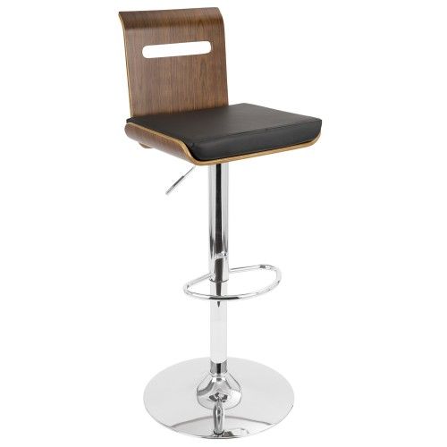 Adjustable Mid-century Modern Bar stool in Walnut and Black Viera LumiSource - 1