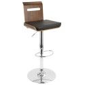 Adjustable Mid-century Modern Bar stool in Walnut and Black Viera
