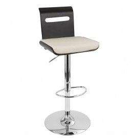 Adjustable Mid-century Modern Bar stool in Wenge and White Viera LumiSource - 1
