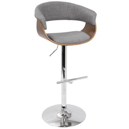 Mid-Century Modern Adjustable Barstool in Walnut and Light Grey Vintage LumiSource - 1