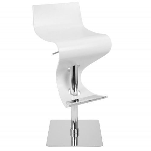 Height Adjustable Contemporary Barstool in White Viva LumiSource - 1