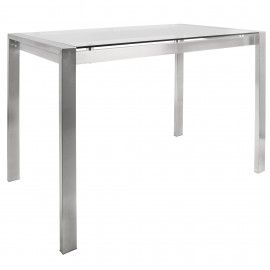 Contemporary Counter Table in Stainless Steel and Clear Glass Fuji
