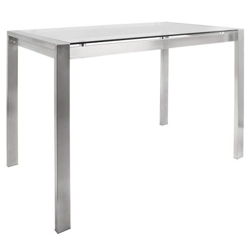 Contemporary Counter Table in Stainless Steel and Clear Glass Fuji LumiSource - 1