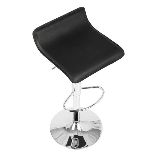 Contemporary Adjustable Barstool in Black with Chrome Footrest Ale