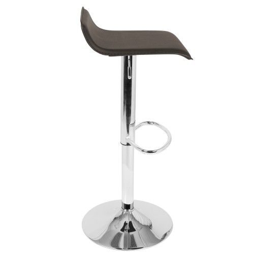 Contemporary Adjustable Bar Stool in Brown with Chrome Footrest Ale