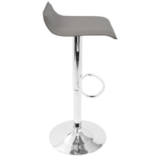 Set of 2 Contemporary Adjustable Bar Stool in Grey with Chromed footrest Ale LumiSource - 2