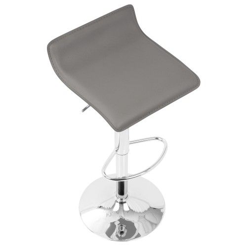 Set of 2 Contemporary Adjustable Bar Stool in Grey with Chromed footrest Ale LumiSource - 3