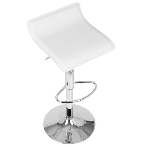 Contemporary Adjustable Barstool in White with Chrome footrest Ale