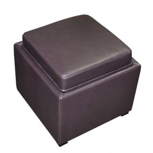 Espresso Leather Ottoman With Storage And Tray Jack