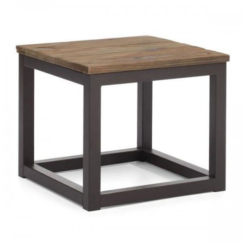 Solid wood and metal square side table Civic Center