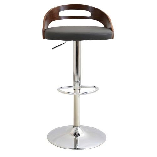 Mid-century Modern Bar Stool in Walnut and Grey Cassis LumiSource - 5