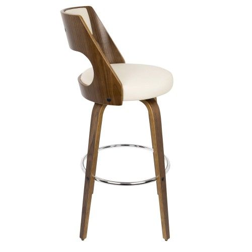 Mid-century Modern Bar Stool in Walnut and Cream Cecina