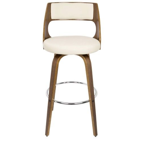 Mid-century Modern Bar Stool in Walnut and Cream Cecina