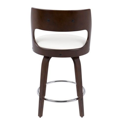 Mid-Century Modern Counter Stool In Cherry And White Cecina