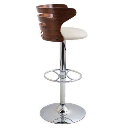 Mid-century Modern Bar Stool in Walnut and Cream Cosi