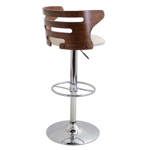 Mid-century Modern Bar Stool in Walnut and Cream Cosi