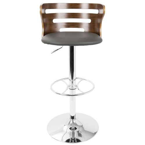 Mid-Century Modern Adjustable Bar Stool in Walnut and Grey Cosi