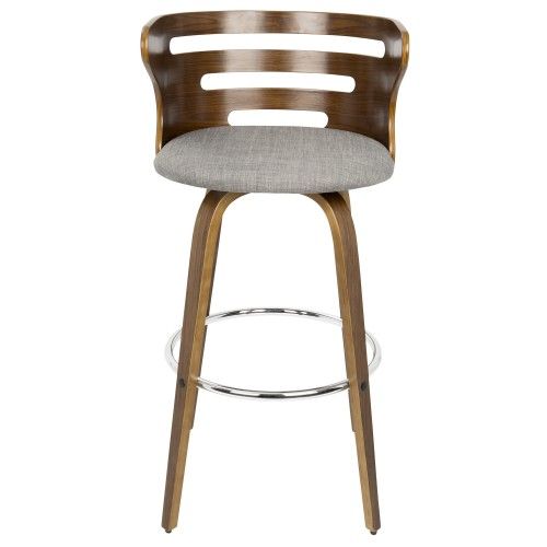 Mid-century Modern Bar Stool in Walnut and Grey Cosini